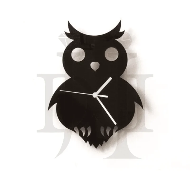 323MDC00553-Owl-With-Big-Eyes-Black-Acrylic-Wall-Clock