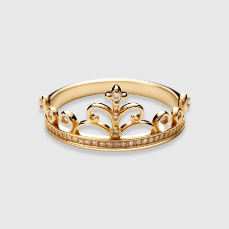 Delightful Champagne Gold Crown Ring