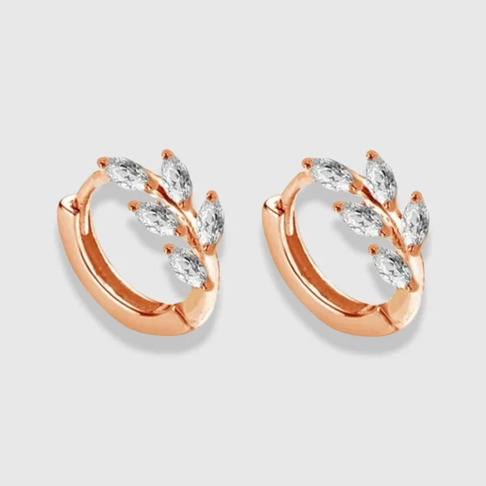 Round Leaf Zircon Earrings