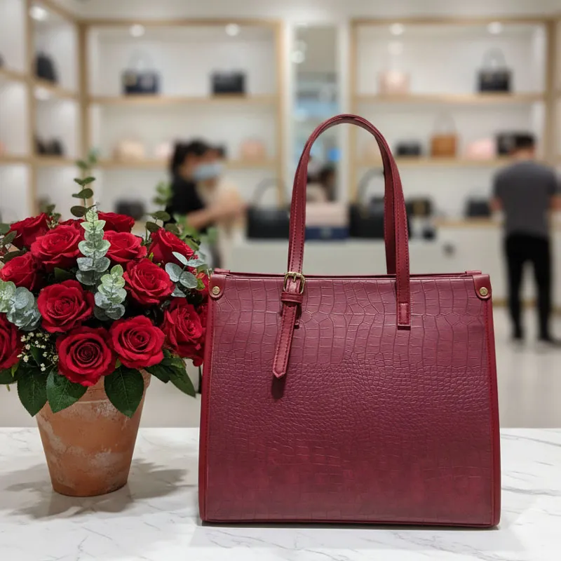 Maroon Tote Leather Handbag
