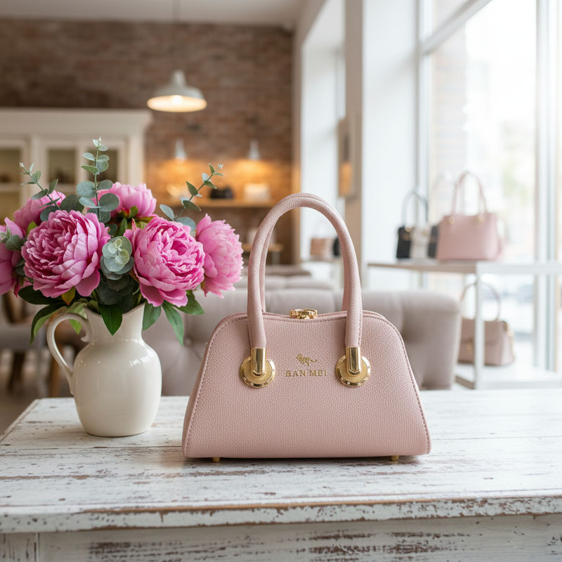 pink top-handle handbag with gold-tone hardware