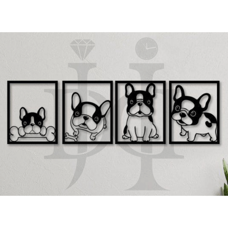 Set de 4 cuadros Dog wall art