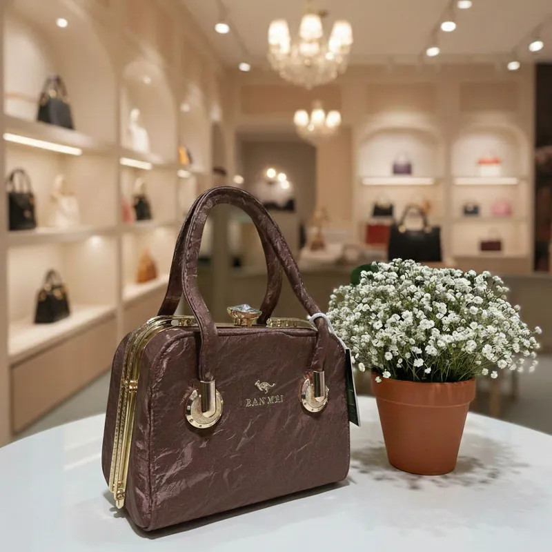 Women Luxury Satin Brown Handbag